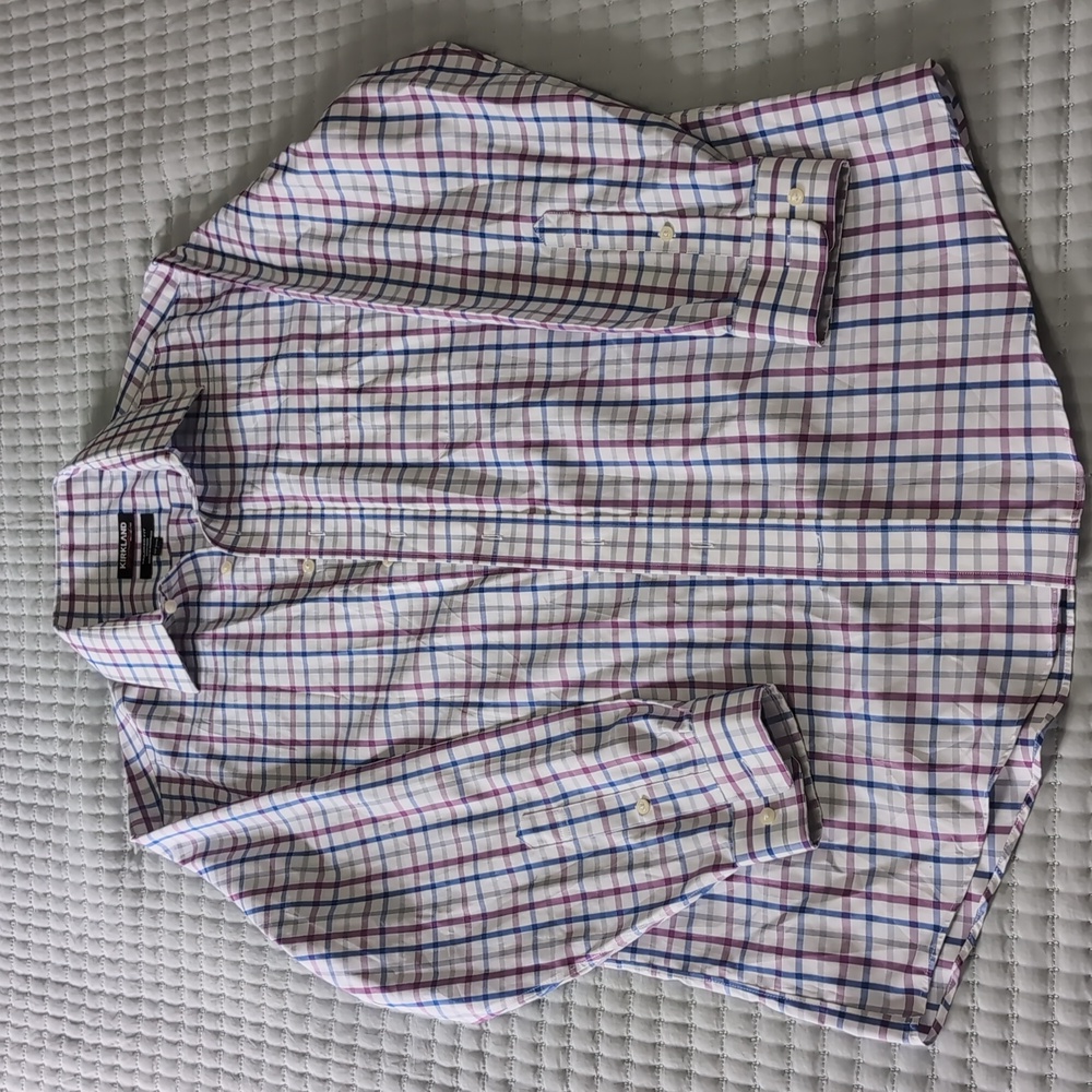 Kirkland Signature Multicolor Plaid Button-Down Shirt